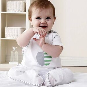 Love To Dream Nuzzlin Sleep Bag White Gray Green Apple Muslin Sleep Sack 4-12 Mo